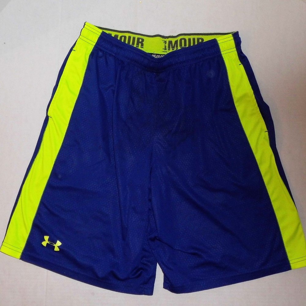 Under Armour shorts blue & lime green M adjustable waist 20" long